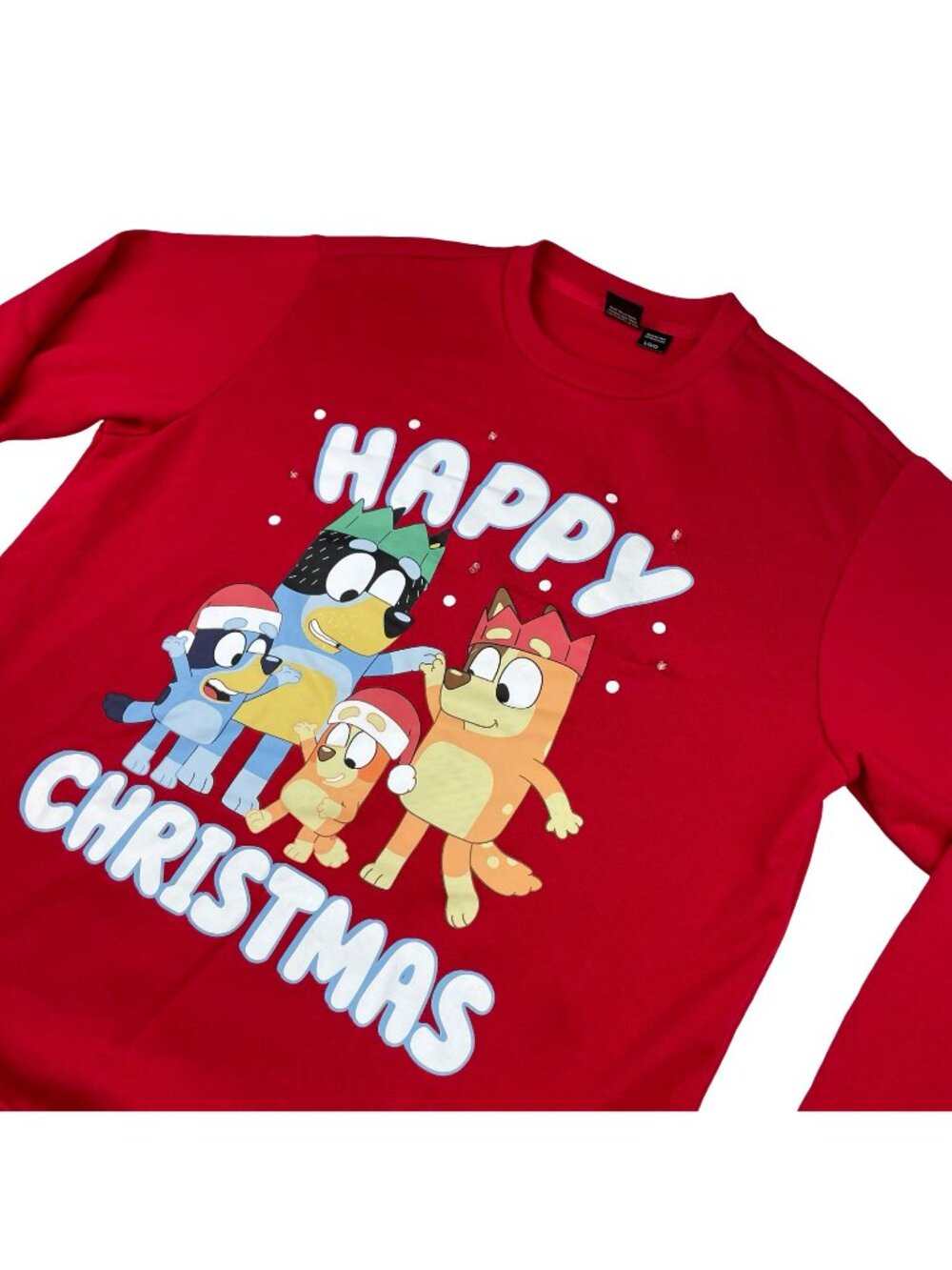 Disney Bluey "Happy Christmas" Lightup Pullover Sweatshirt Red • Large